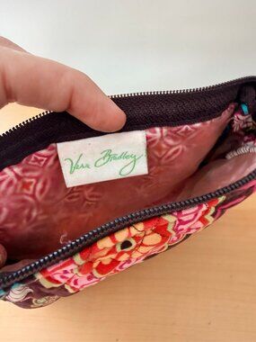 Vera Bradley Black Pink Floral Quilted Cosmetic Bag Pouch